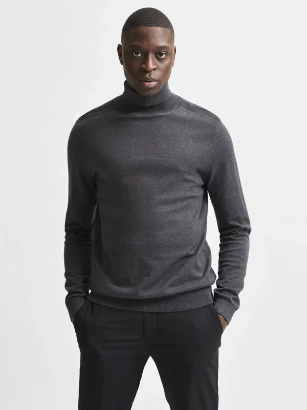 SELECTED LÅNGÄRMAD POLOTRÖJA TRÖJA Grey Best Sale