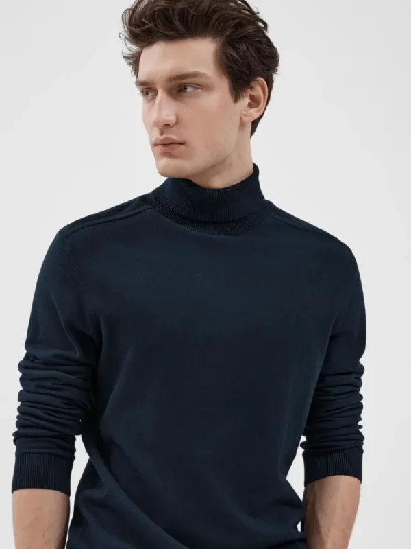 SELECTED LÅNGÄRMAD POLOTRÖJA TRÖJA Blue Cheap
