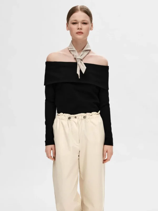 SELECTED LÅNGÄRMAD SINGOALLATOPP Black Cheap