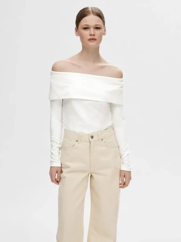 SELECTED LÅNGÄRMAD SINGOALLATOPP White Cheap