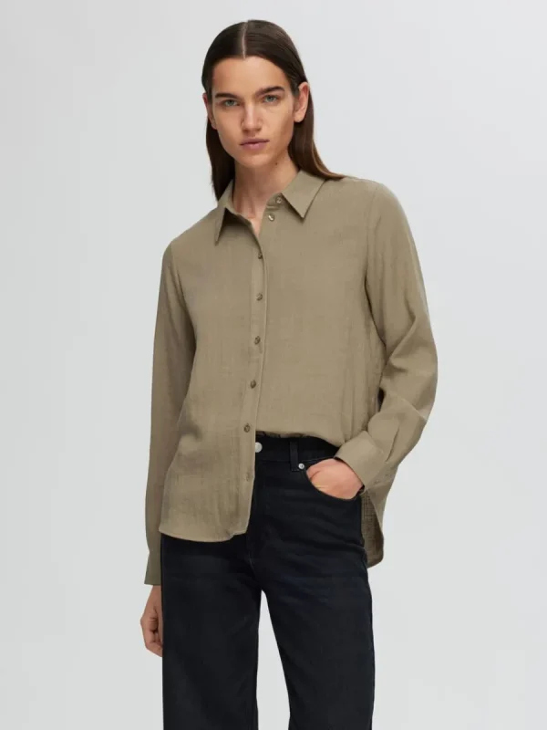 SELECTED LÅNGÄRMAD SKJORTA Brown New