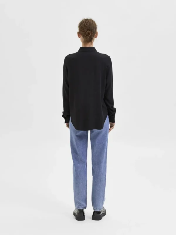 SELECTED LÅNGÄRMAD SKJORTA Black Cheap