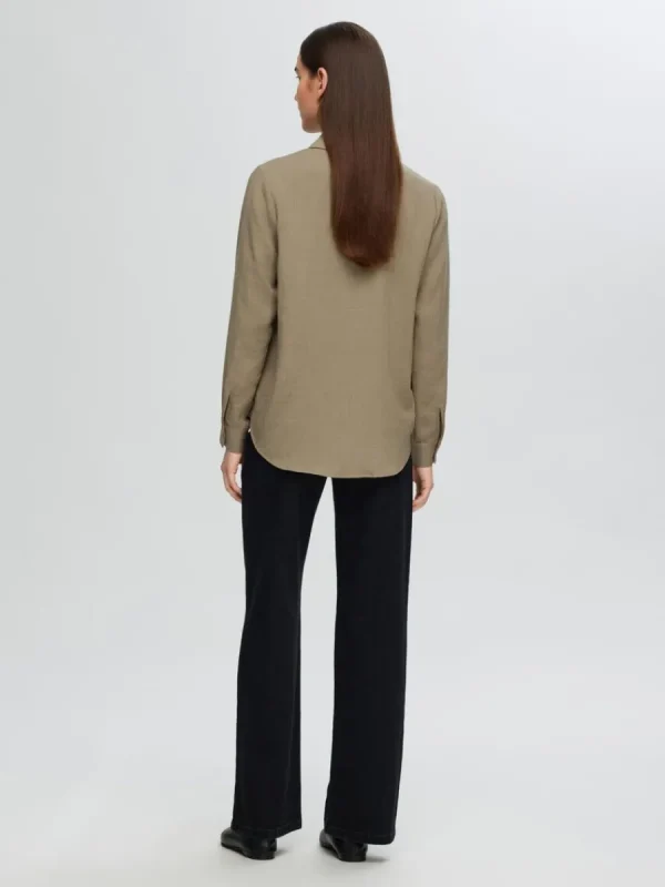 SELECTED LÅNGÄRMAD SKJORTA Brown New