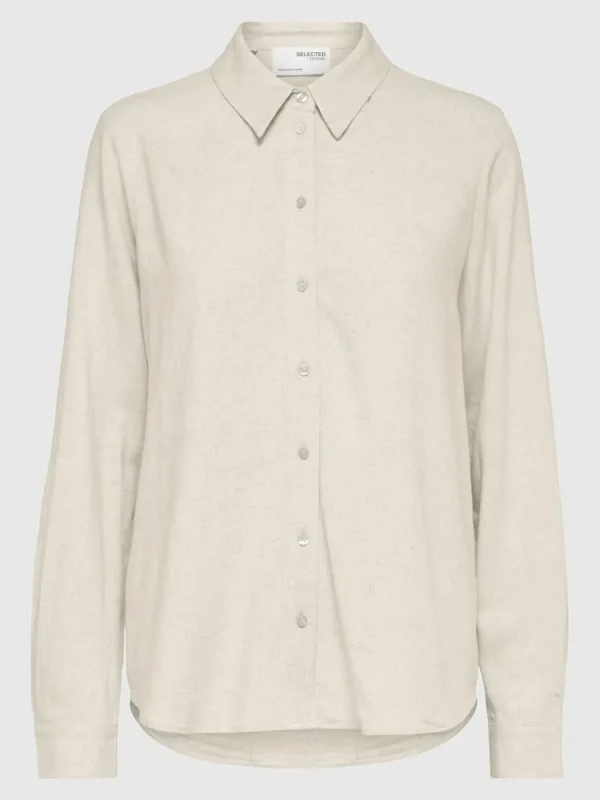 SELECTED LÅNGÄRMAD SKJORTA Beige Clearance