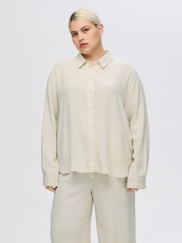 SELECTED LÅNGÄRMAD SKJORTA Beige Clearance