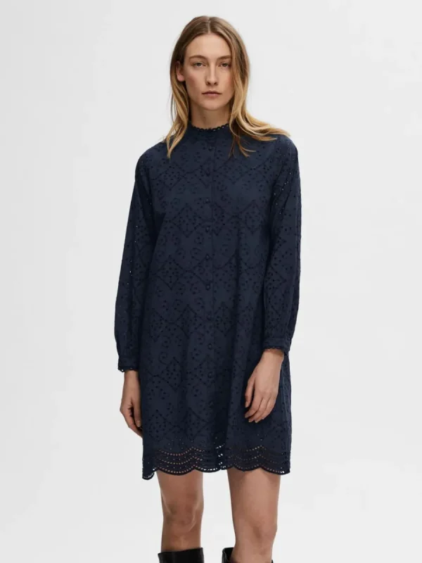 SELECTED LÅNGÄRMAD SKJORTKLÄNNING Blue Best