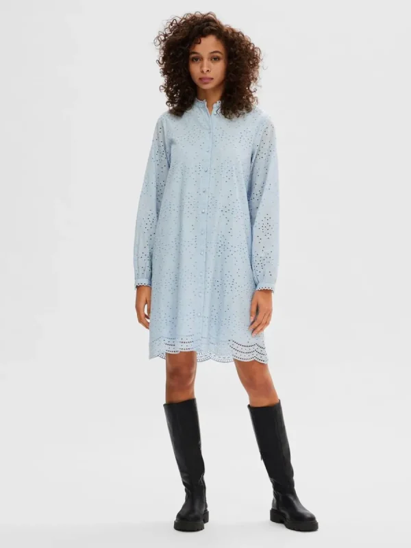 SELECTED LÅNGÄRMAD SKJORTKLÄNNING Blue Store