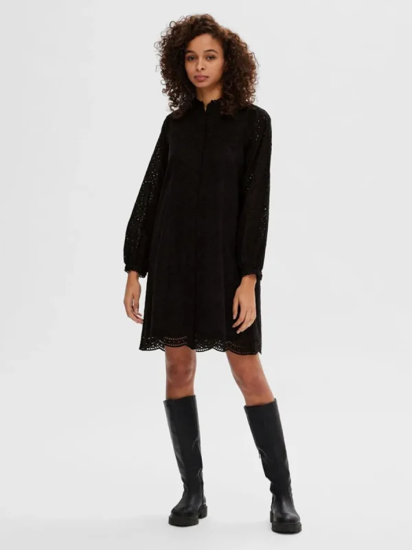 SELECTED LÅNGÄRMAD SKJORTKLÄNNING Black Shop
