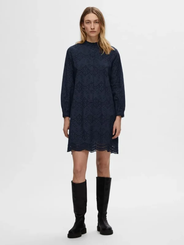 SELECTED LÅNGÄRMAD SKJORTKLÄNNING Blue Best