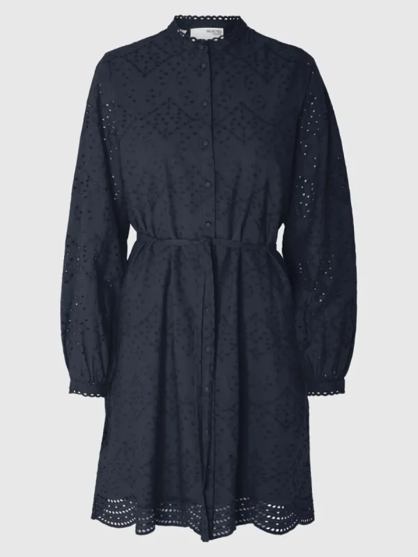 SELECTED LÅNGÄRMAD SKJORTKLÄNNING Blue Best