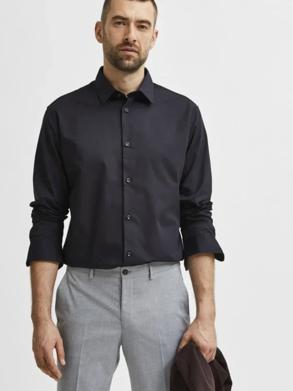 SELECTED LÅNGÄRMAD SLIM FIT SKJORTA Black Clearance