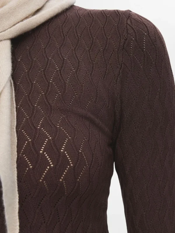 SELECTED LÅNGÄRMAD STICKAD TOPP Brown Clearance