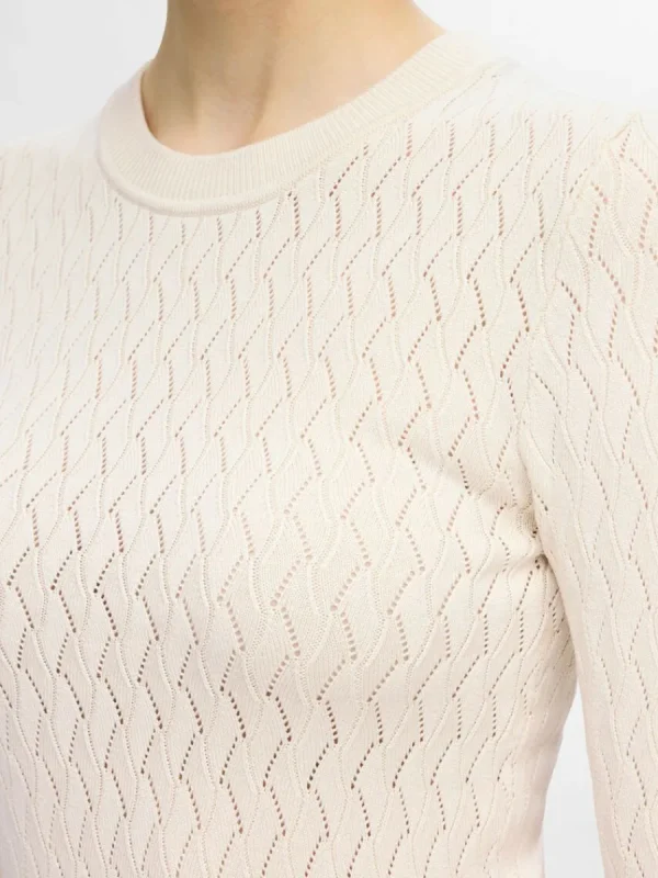 SELECTED LÅNGÄRMAD STICKAD TOPP Beige Shop