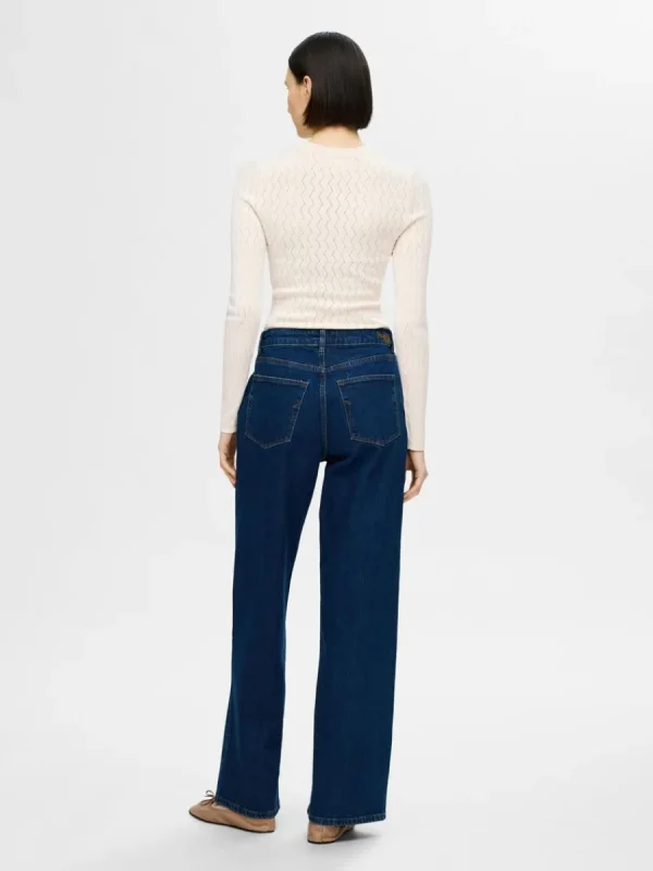 SELECTED LÅNGÄRMAD STICKAD TOPP Beige Shop