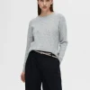 SELECTED LÅNGÄRMAD STICKAD TRÖJA Grey Flash Sale