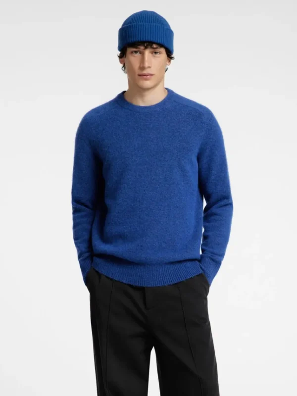 SELECTED LÅNGÄRMAD STICKAD TRÖJA Blue Cheap