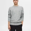 SELECTED LÅNGÄRMAD STICKAD TRÖJA Grey Discount