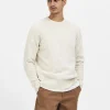 SELECTED LÅNGÄRMAD STICKAD TRÖJA Beige Clearance