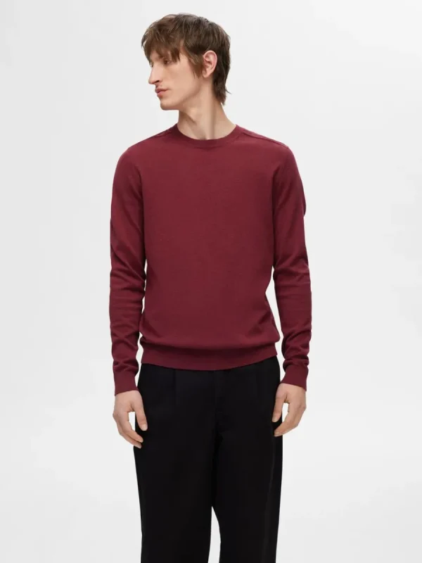 SELECTED LÅNGÄRMAD STICKAD TRÖJA Bordeaux Cheap