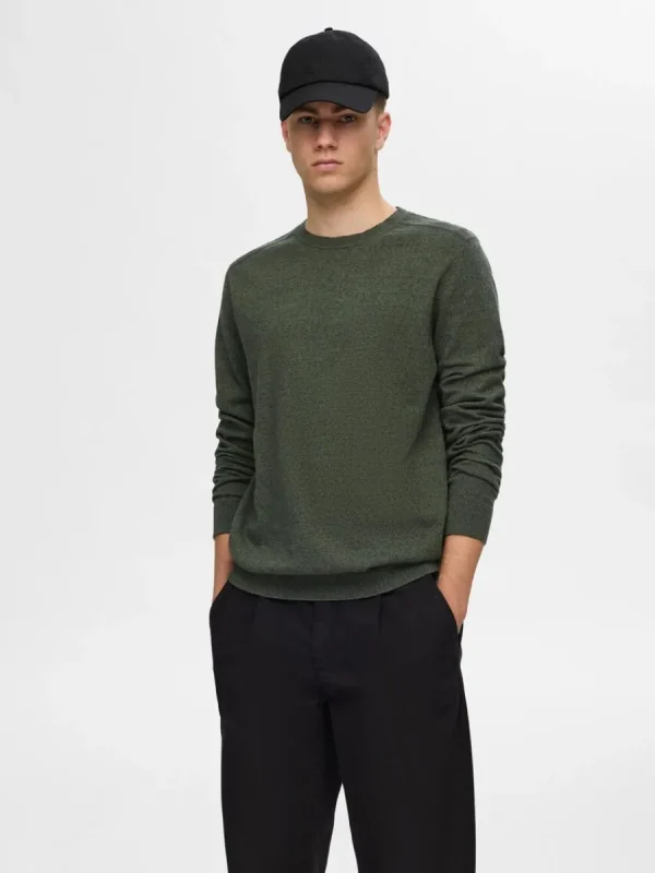 SELECTED LÅNGÄRMAD STICKAD TRÖJA Green Outlet