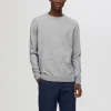 SELECTED LÅNGÄRMAD STICKAD TRÖJA Grey Discount