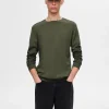 SELECTED LÅNGÄRMAD STICKAD TRÖJA Green Cheap