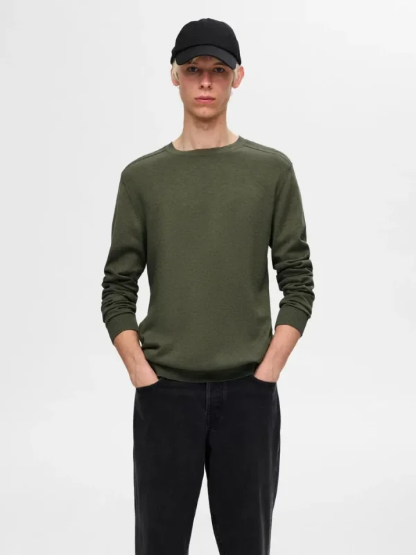 SELECTED LÅNGÄRMAD STICKAD TRÖJA Green Cheap