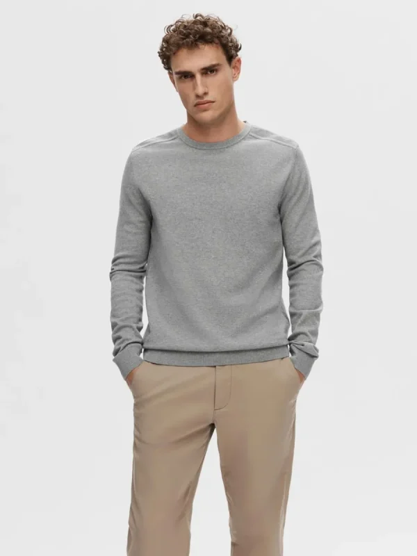 SELECTED LÅNGÄRMAD STICKAD TRÖJA Grey Fashion