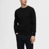 SELECTED LÅNGÄRMAD STICKAD TRÖJA Black Cheap