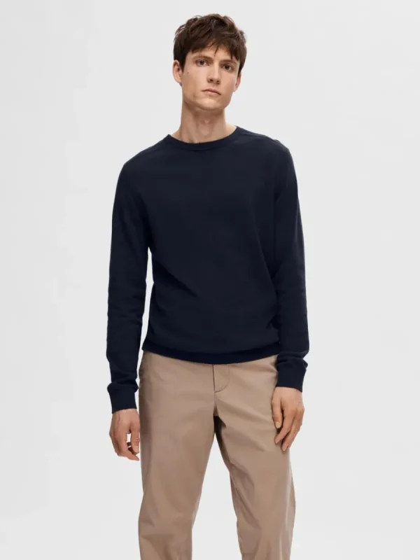 SELECTED LÅNGÄRMAD STICKAD TRÖJA Blue Store