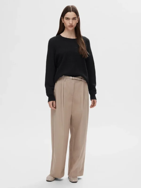 SELECTED LÅNGÄRMAD STICKAD TRÖJA Black New