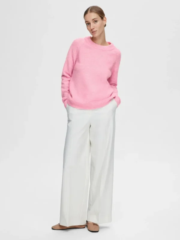 SELECTED LÅNGÄRMAD STICKAD TRÖJA Pink Fashion