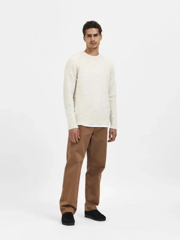 SELECTED LÅNGÄRMAD STICKAD TRÖJA Beige Clearance