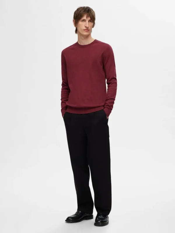 SELECTED LÅNGÄRMAD STICKAD TRÖJA Bordeaux Cheap