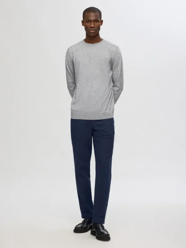 SELECTED LÅNGÄRMAD STICKAD TRÖJA Grey Discount