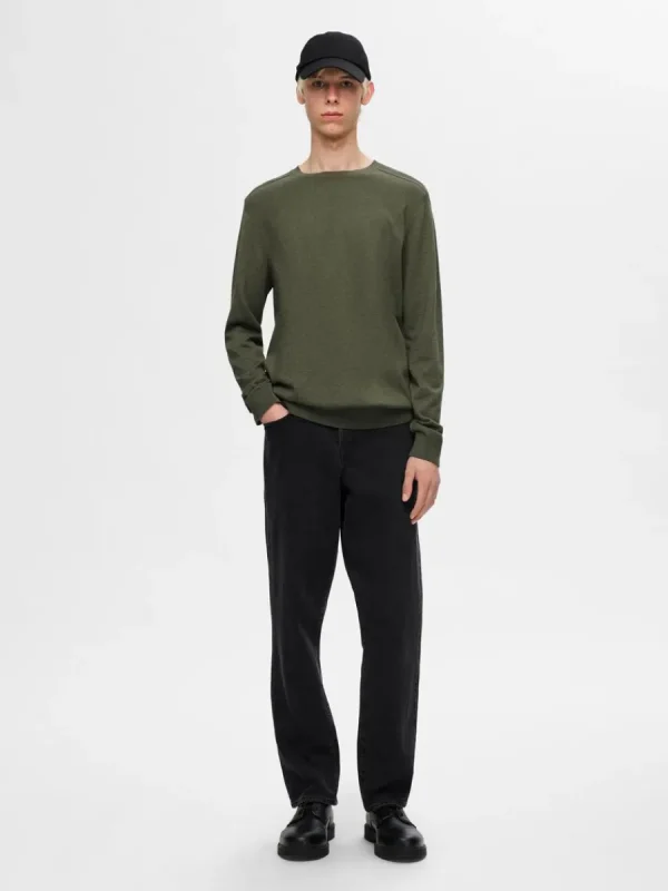 SELECTED LÅNGÄRMAD STICKAD TRÖJA Green Cheap