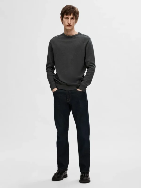 SELECTED LÅNGÄRMAD STICKAD TRÖJA Grey Shop