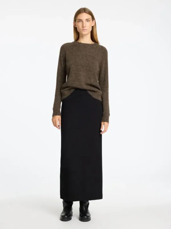 SELECTED LÅNGÄRMAD STICKAD TRÖJA Brown Discount