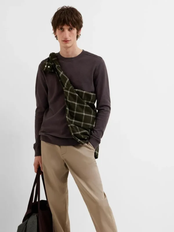 SELECTED LÅNGÄRMAD STICKAD TRÖJA Brown Clearance