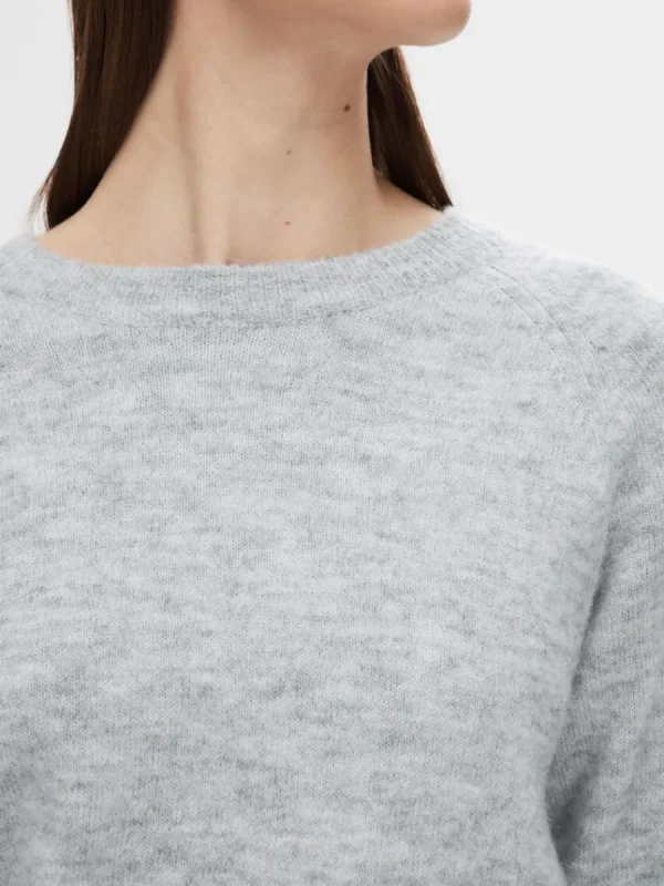 SELECTED LÅNGÄRMAD STICKAD TRÖJA Grey Flash Sale