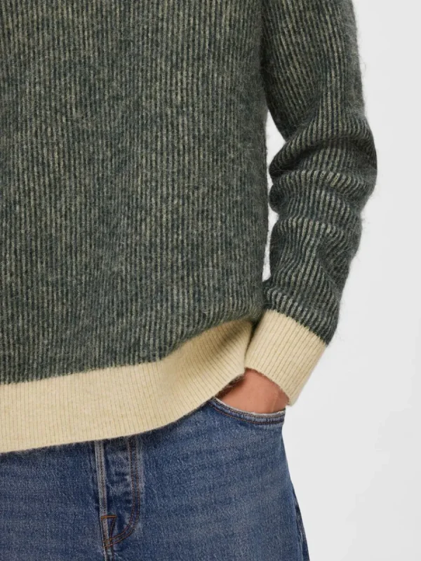 SELECTED LÅNGÄRMAD STICKAD TRÖJA Grey Best