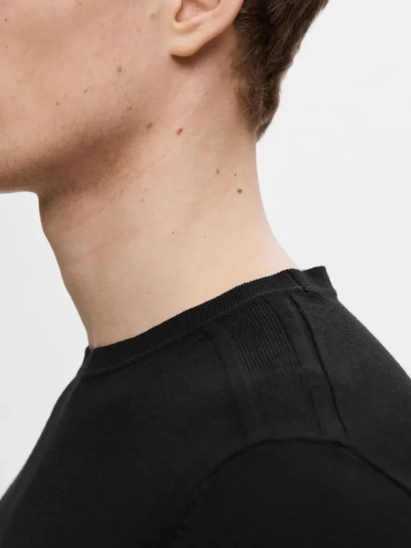 SELECTED LÅNGÄRMAD STICKAD TRÖJA Black Cheap