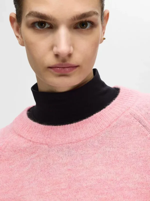 SELECTED LÅNGÄRMAD STICKAD TRÖJA Pink Flash Sale