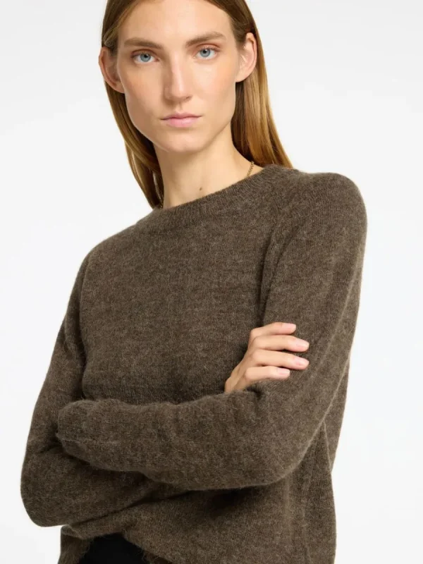 SELECTED LÅNGÄRMAD STICKAD TRÖJA Brown Discount