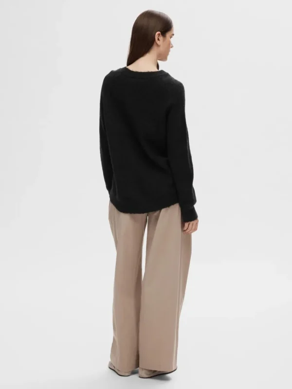 SELECTED LÅNGÄRMAD STICKAD TRÖJA Black New