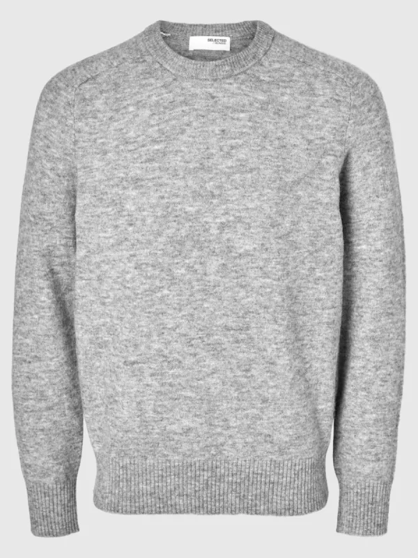 SELECTED LÅNGÄRMAD STICKAD TRÖJA Grey Discount