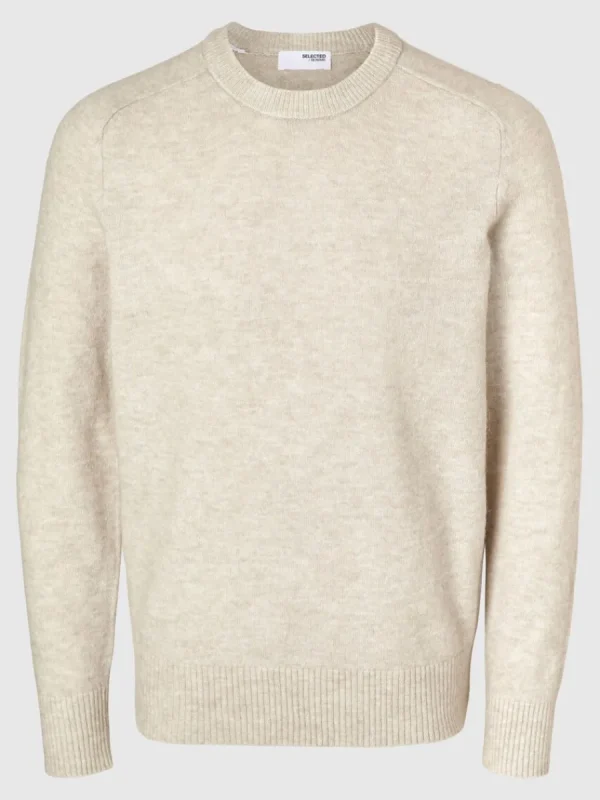 SELECTED LÅNGÄRMAD STICKAD TRÖJA Beige Clearance
