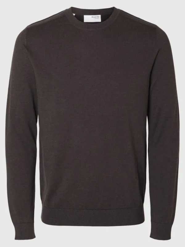 SELECTED LÅNGÄRMAD STICKAD TRÖJA Brown Clearance