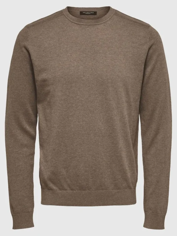 SELECTED LÅNGÄRMAD STICKAD TRÖJA Brown Best Sale