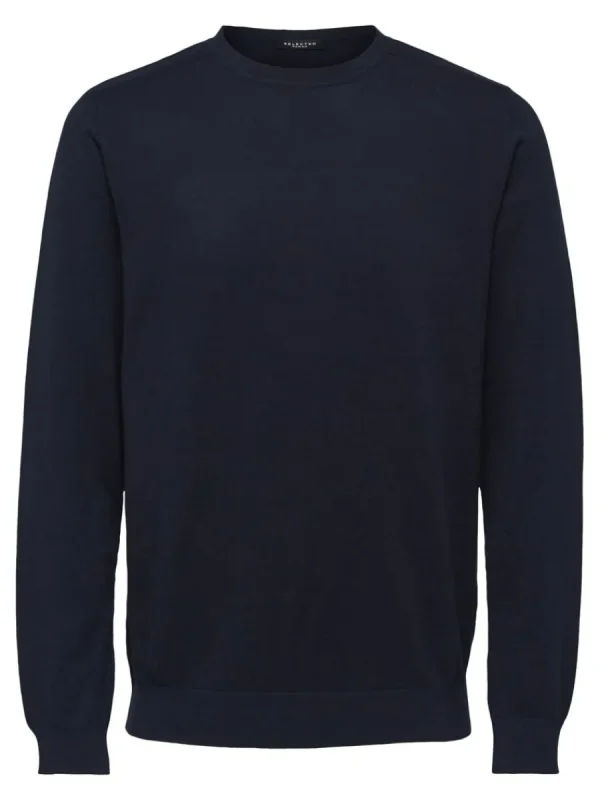 SELECTED LÅNGÄRMAD STICKAD TRÖJA Blue Store